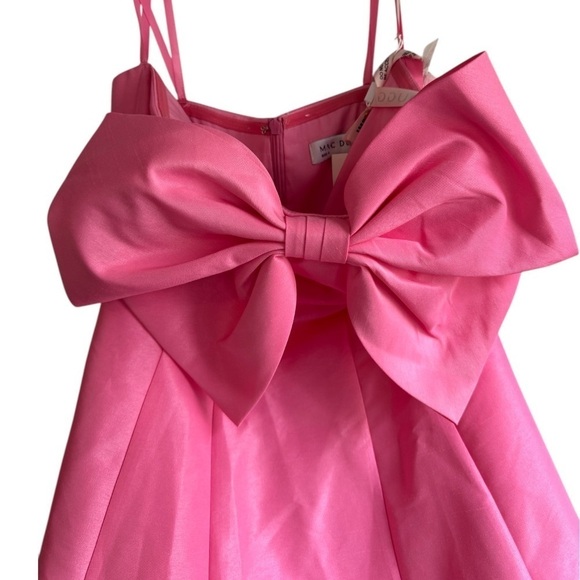 Mac Duggal Strapless 49605 A-Line 4 Tea Midi‎ Bow Tafetta Pink Dress - Picture 7 of 8
